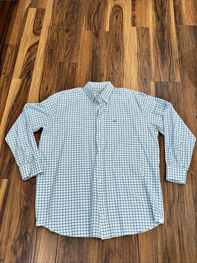 Coastal Collection Men's Checkered Button Down in White & Blue